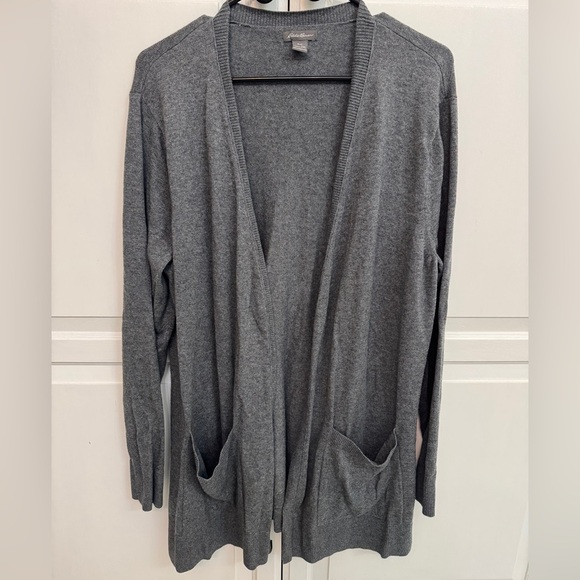 Eddie Bauer Gray Open Front Cardigan with Pockets Size 2XL - Picture 1 of 6
